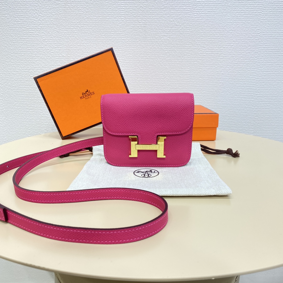 Hermes Constance Slim Wallet Belt Bag In Magnolia Epsom Leather